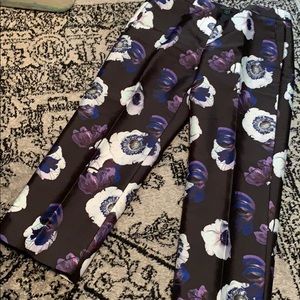 J crew black floral trousers